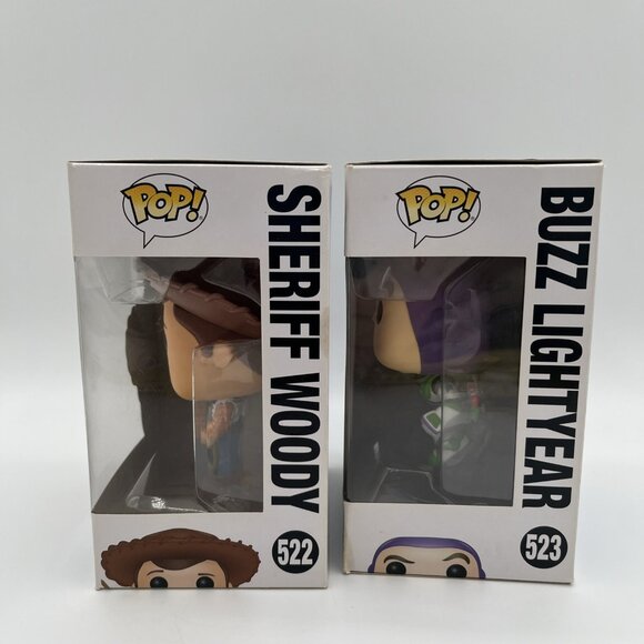 Funko Pop Toy Story 4 Set Woody #522 Buzz Lightyear #523 Disney Figures Lot - Picture 2 of 14